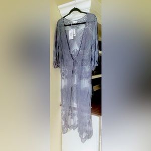 Lace beach cardigan or duster.  Size medium, gray.  New with tags.